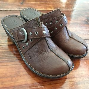 Born Concept Leather Clogs Wedge Heel Shoes